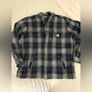 Carhartt thick fleece lined plaid jacket